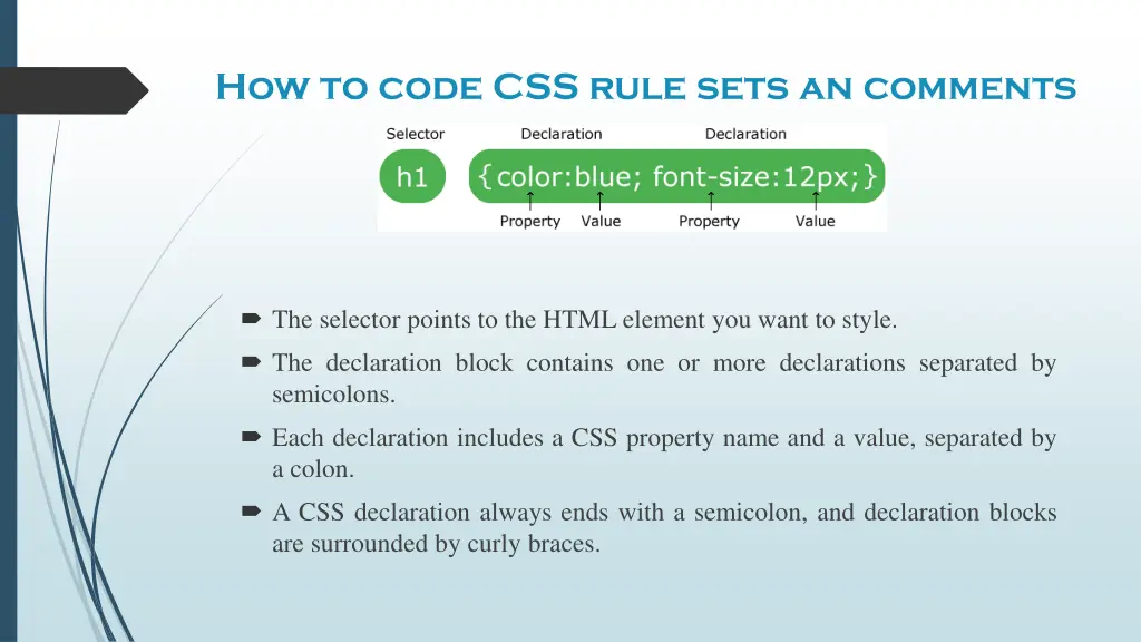 how to code css rule sets an comments