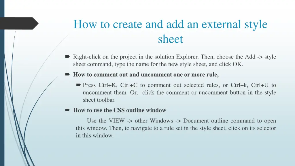 how to create and add an external style sheet