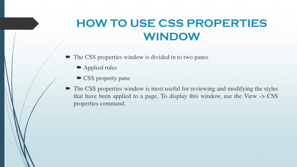 how to use css properties window