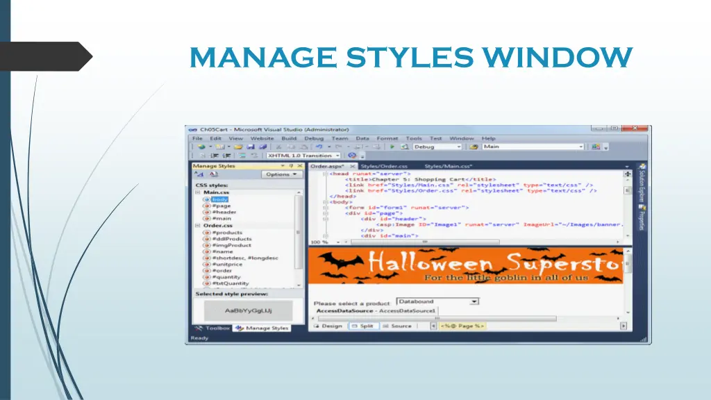 manage styles window