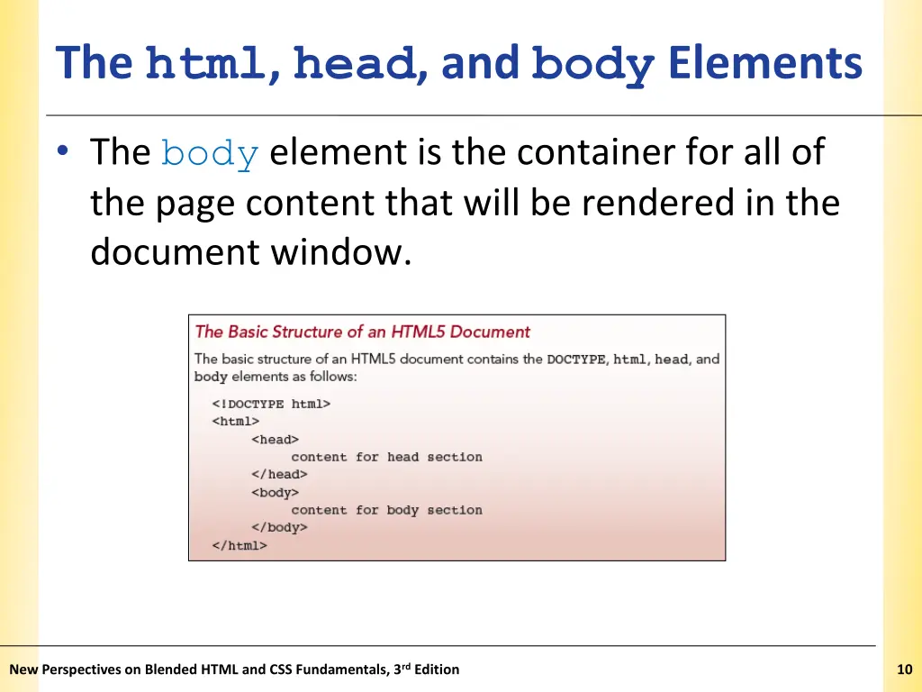 the html head and body elements 1