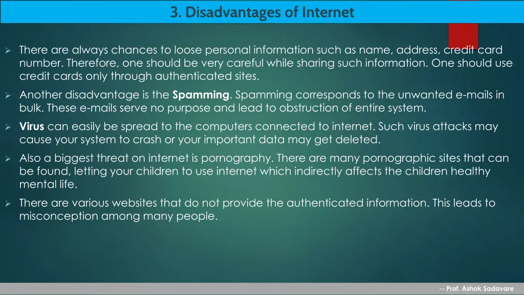 3 disadvantages of internet