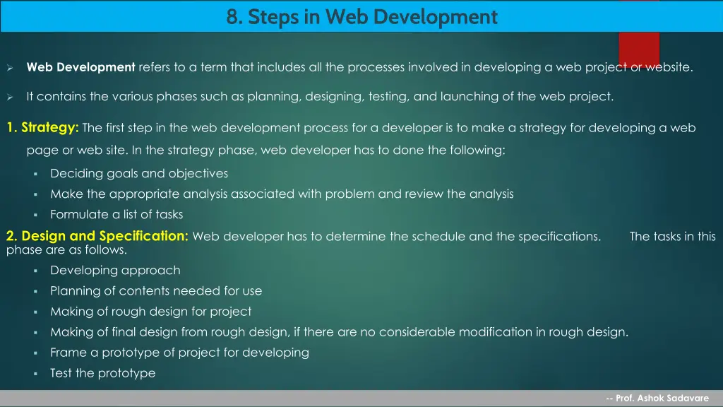 8 steps in web development