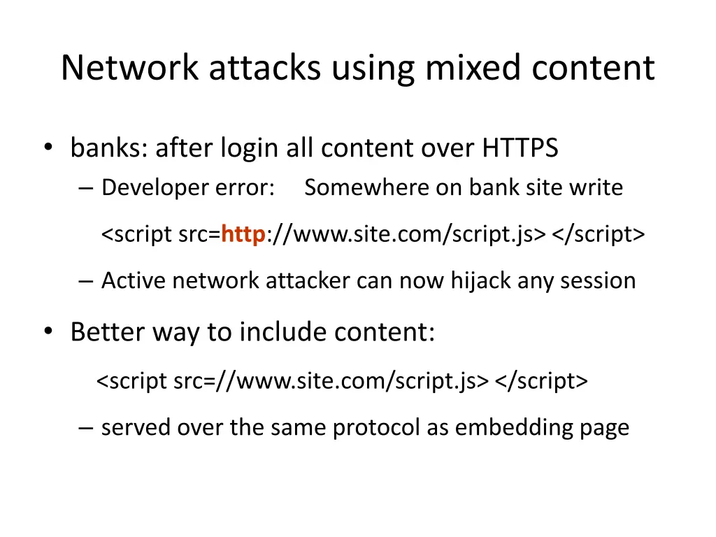 network attacks using mixed content