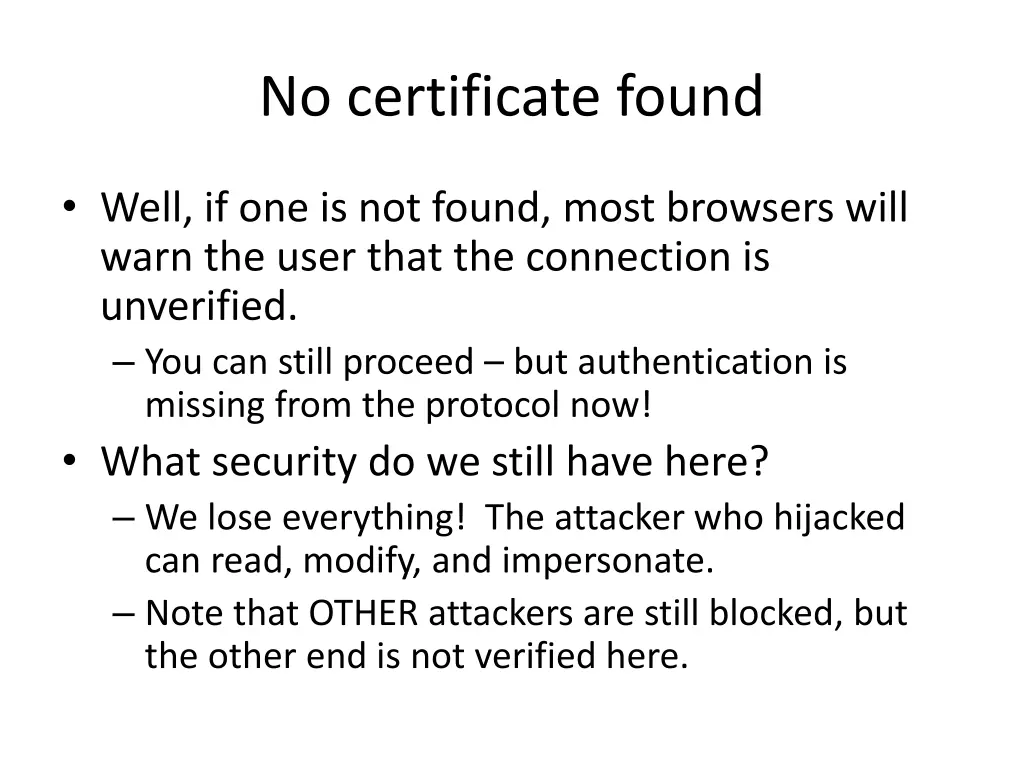 no certificate found