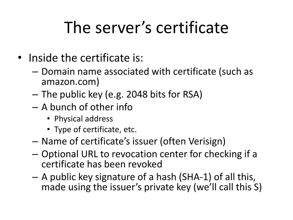 the server s certificate