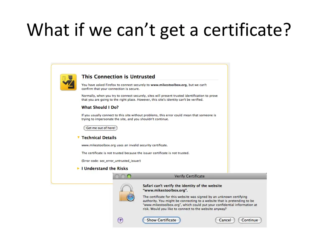 what if we can t get a certificate