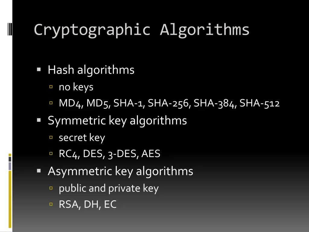 cryptographic algorithms