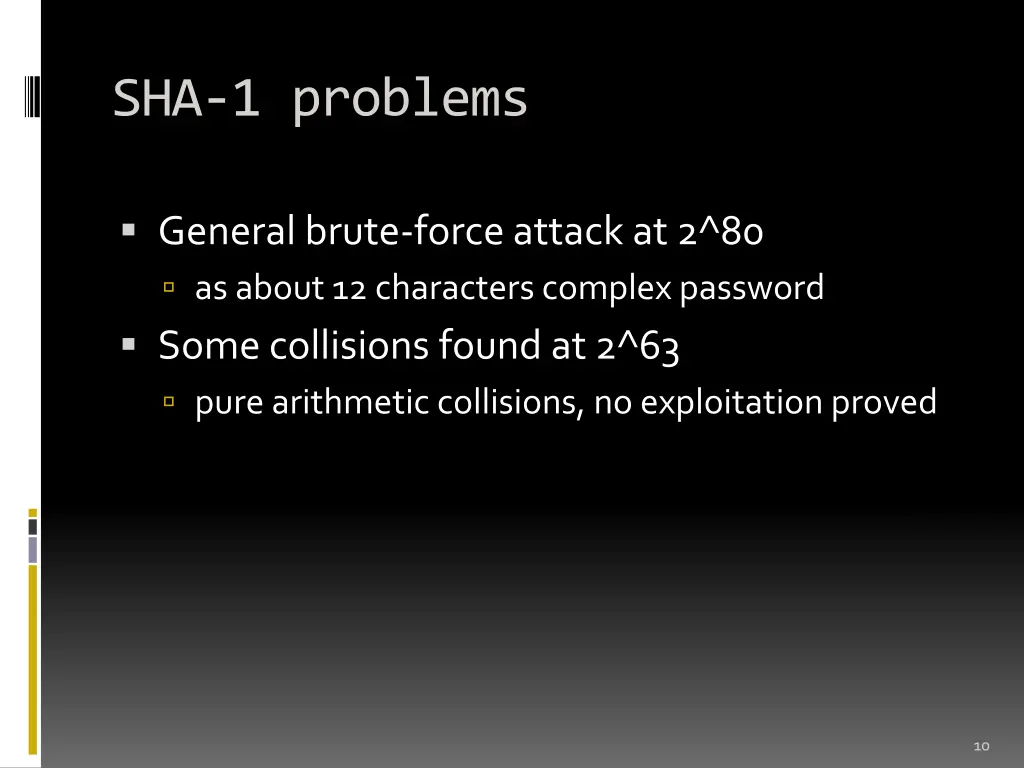 sha 1 problems