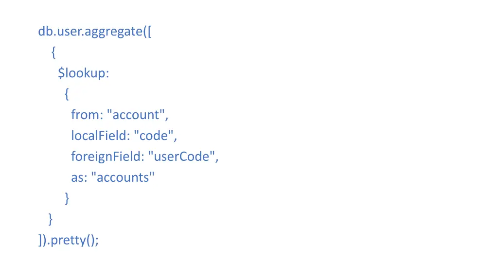 db user aggregate lookup from account localfield