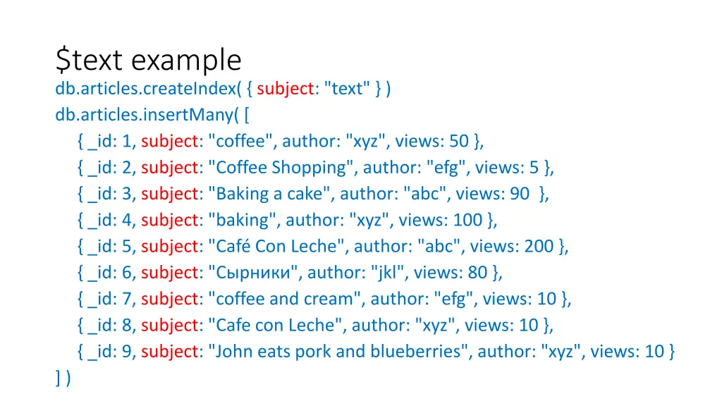 text example db articles createindex subject text