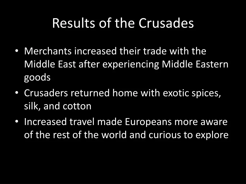 results of the crusades