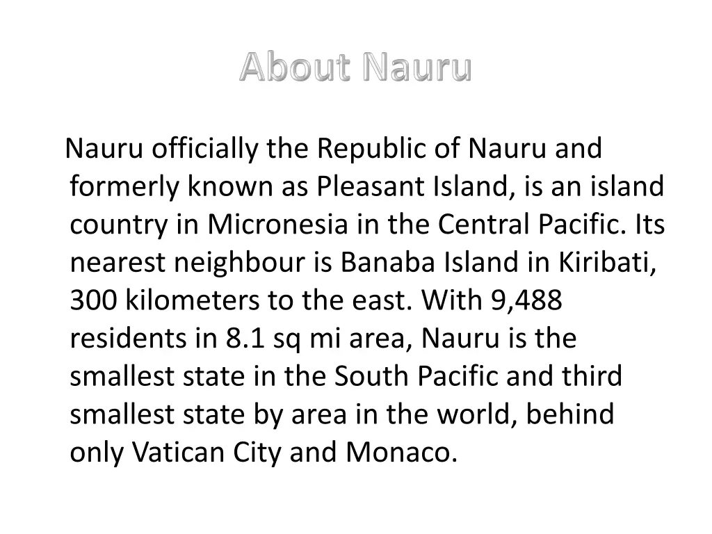 nauru officially the republic of nauru