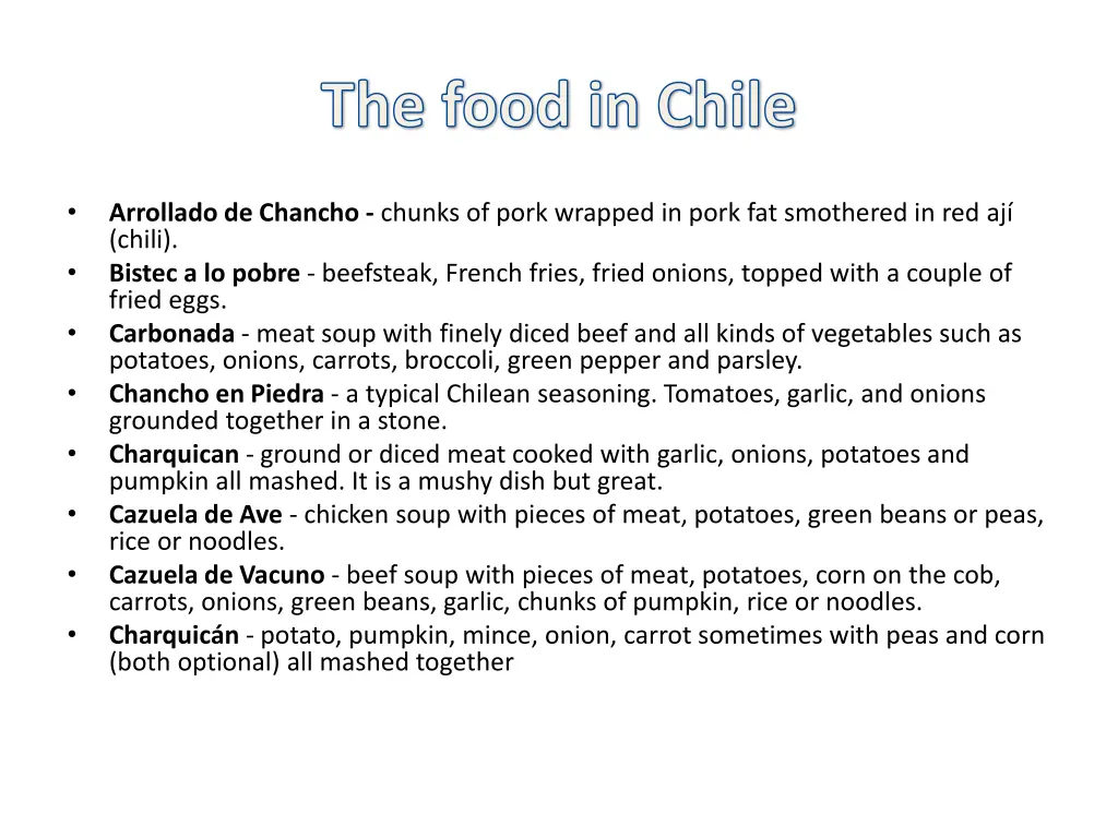 the food in chile