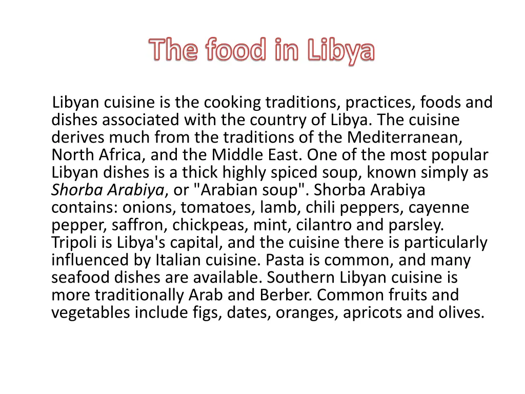 the food in libya