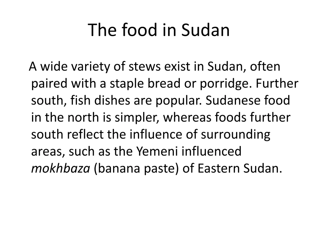 the food in sudan