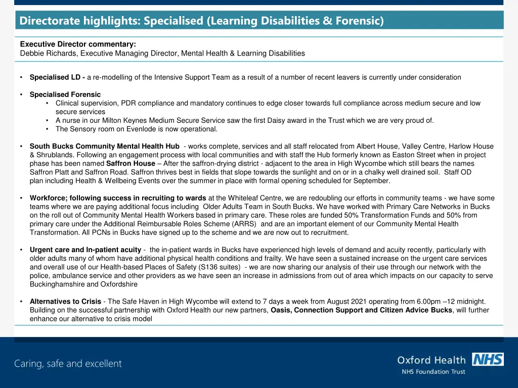 directorate highlights specialised learning