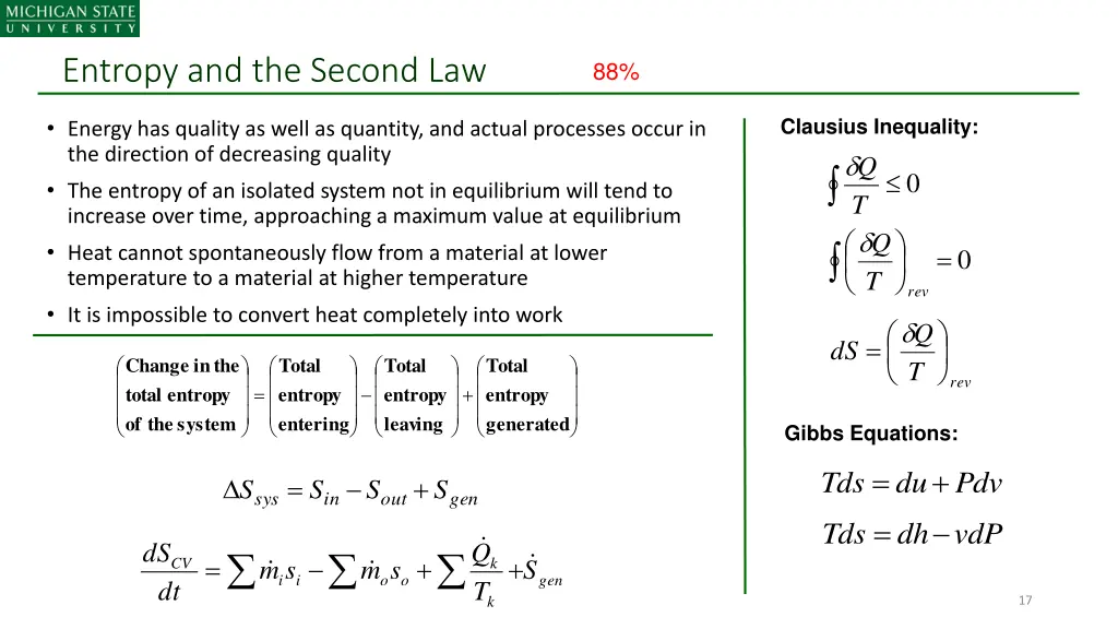 entropy and the second law