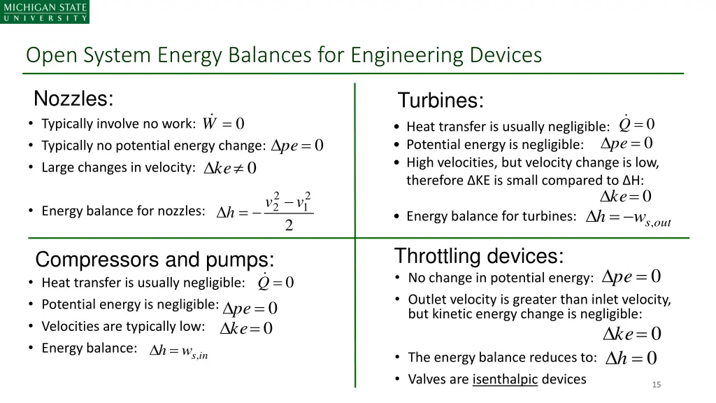 open system energy balances for engineering