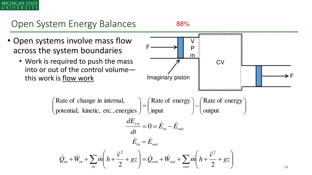 open system energy balances