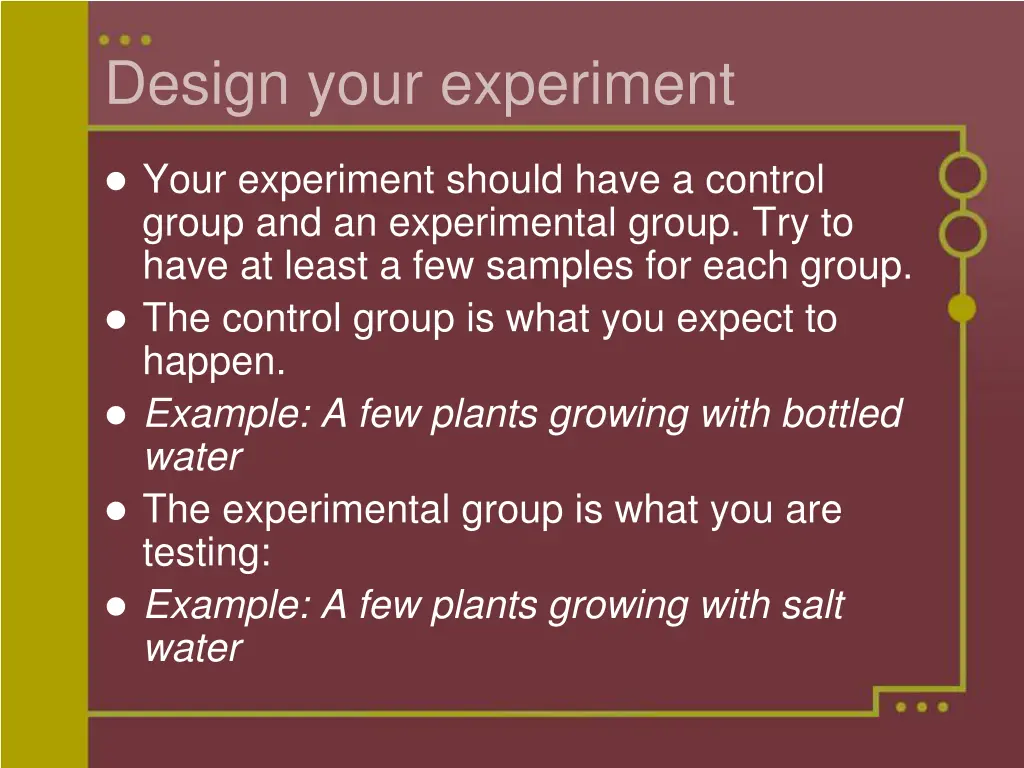 design your experiment