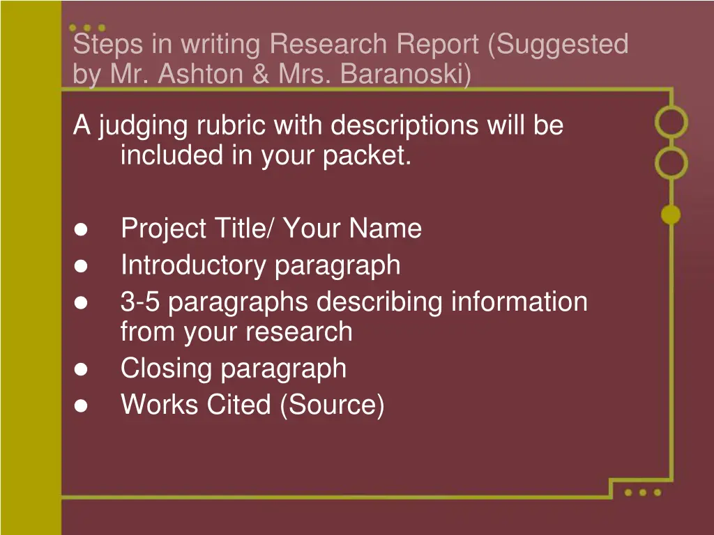 steps in writing research report suggested