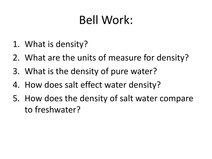 bell work