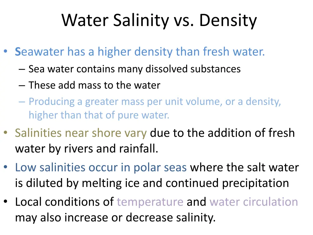 water salinity vs density