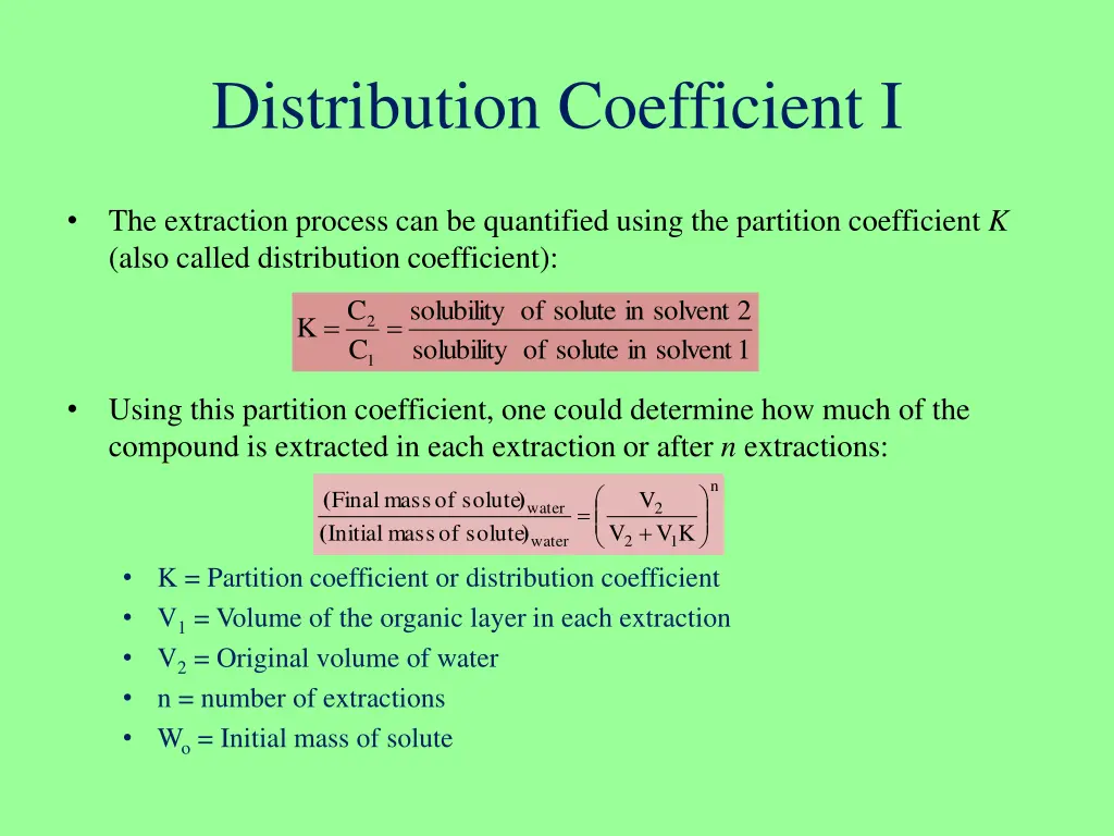 distribution coefficient i