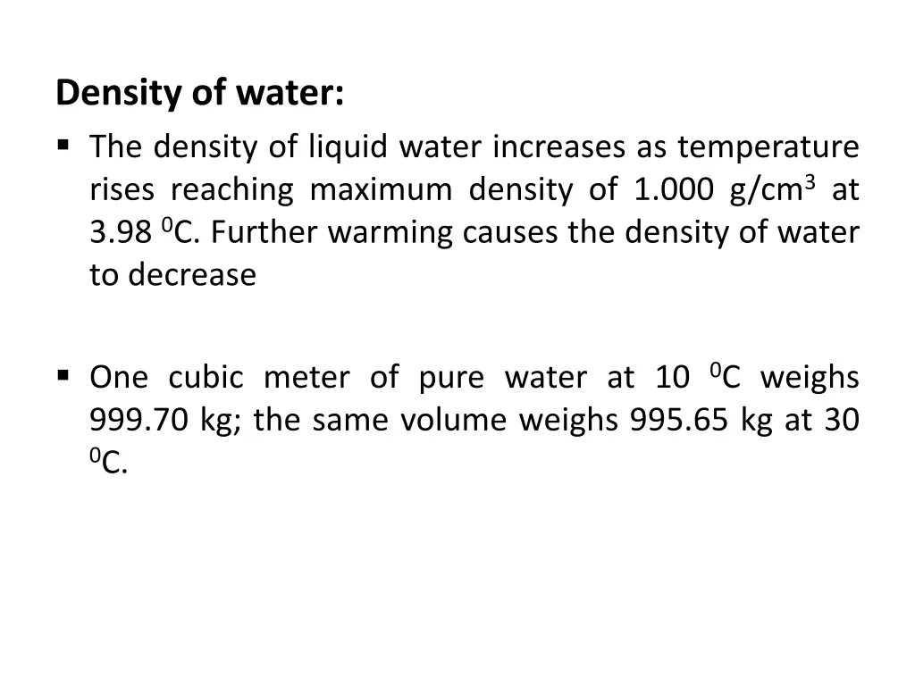 density of water the density of liquid water