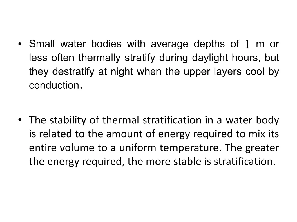 small water bodies with average depths