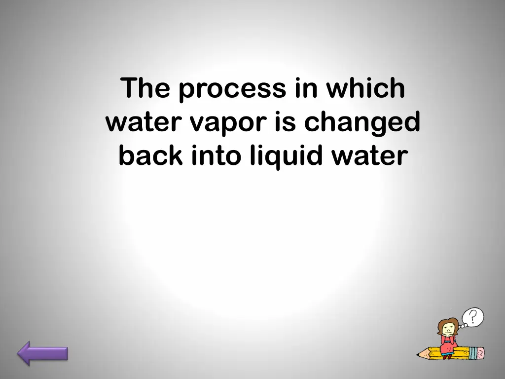 the process in which water vapor is changed back