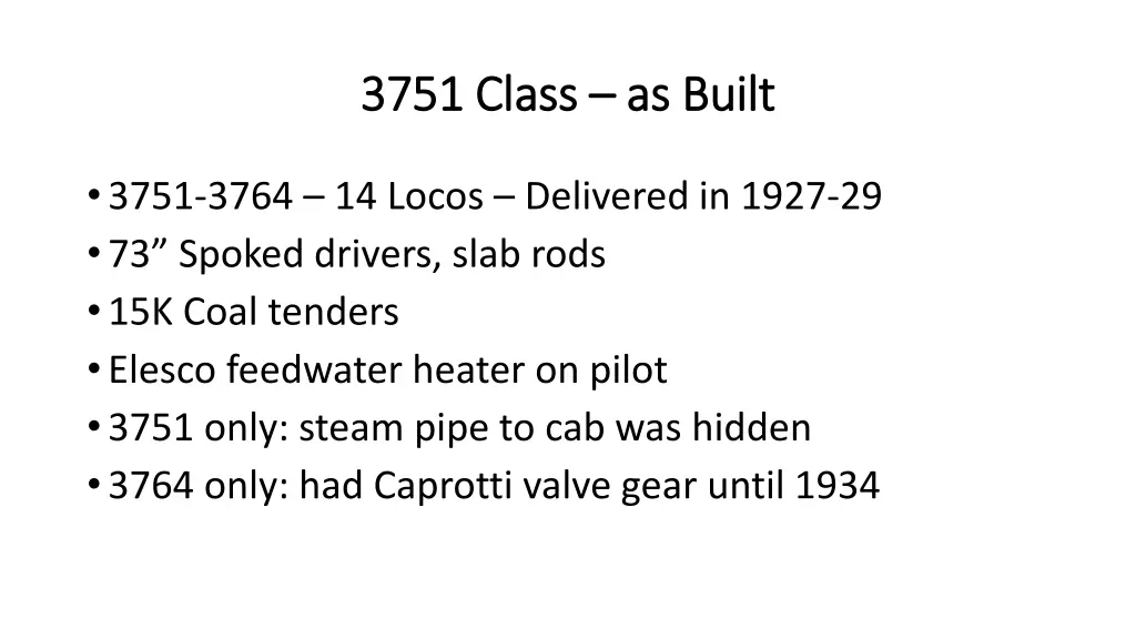 3751 class 3751 class as built