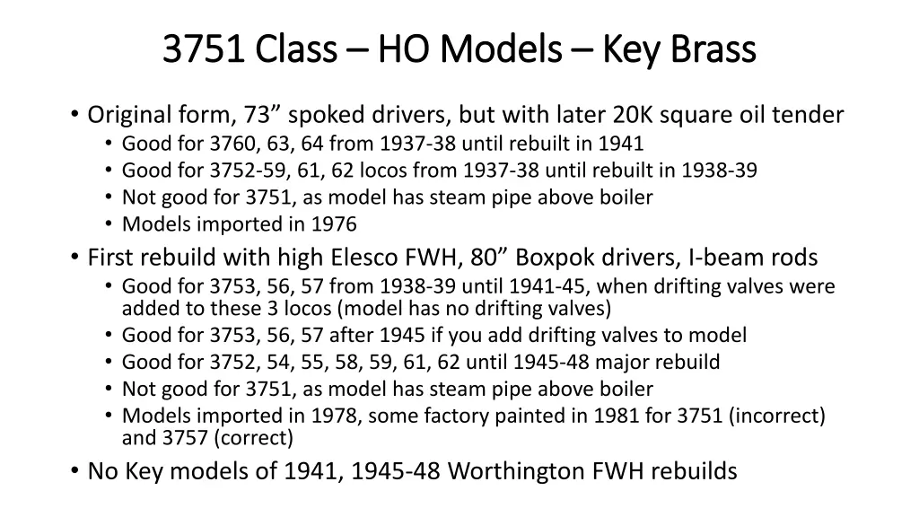 3751 class 3751 class ho models