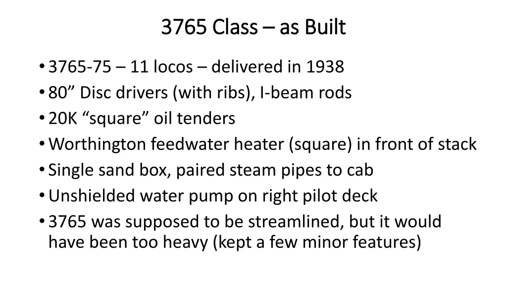 3765 class 3765 class as built