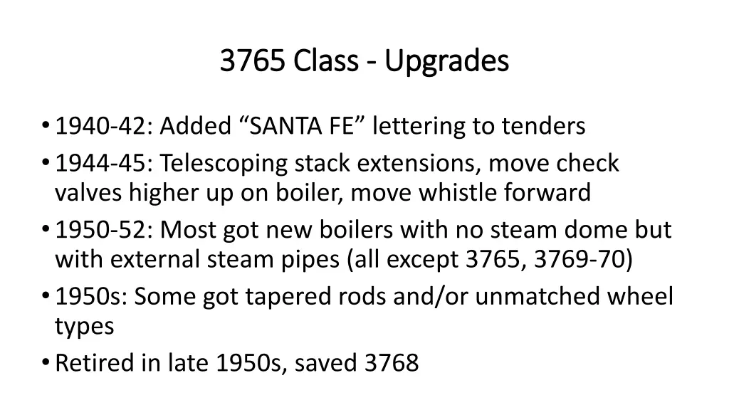 3765 class 3765 class upgrades