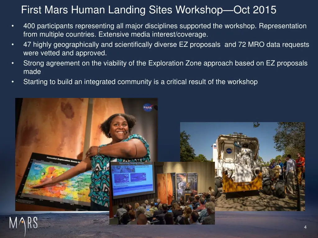 first mars human landing sites workshop oct 2015