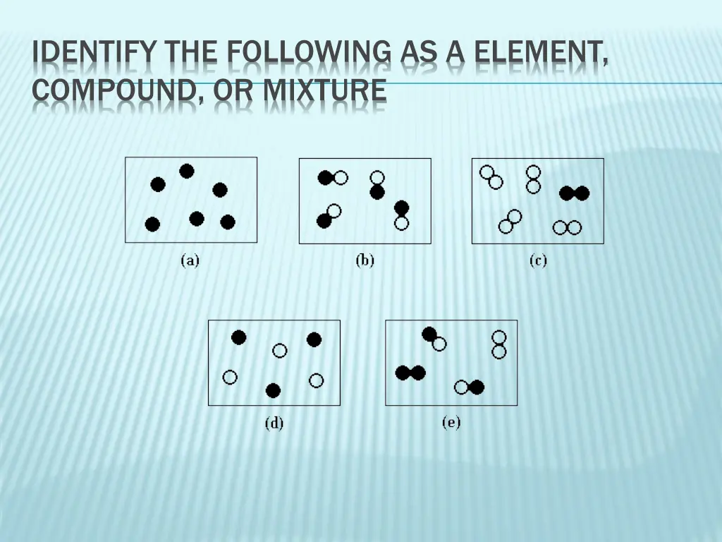 identify the following as a element compound