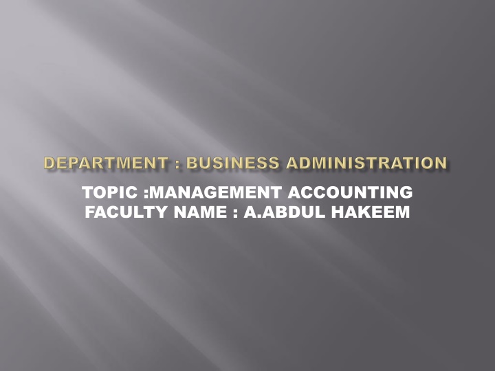 topic management accounting faculty name a abdul