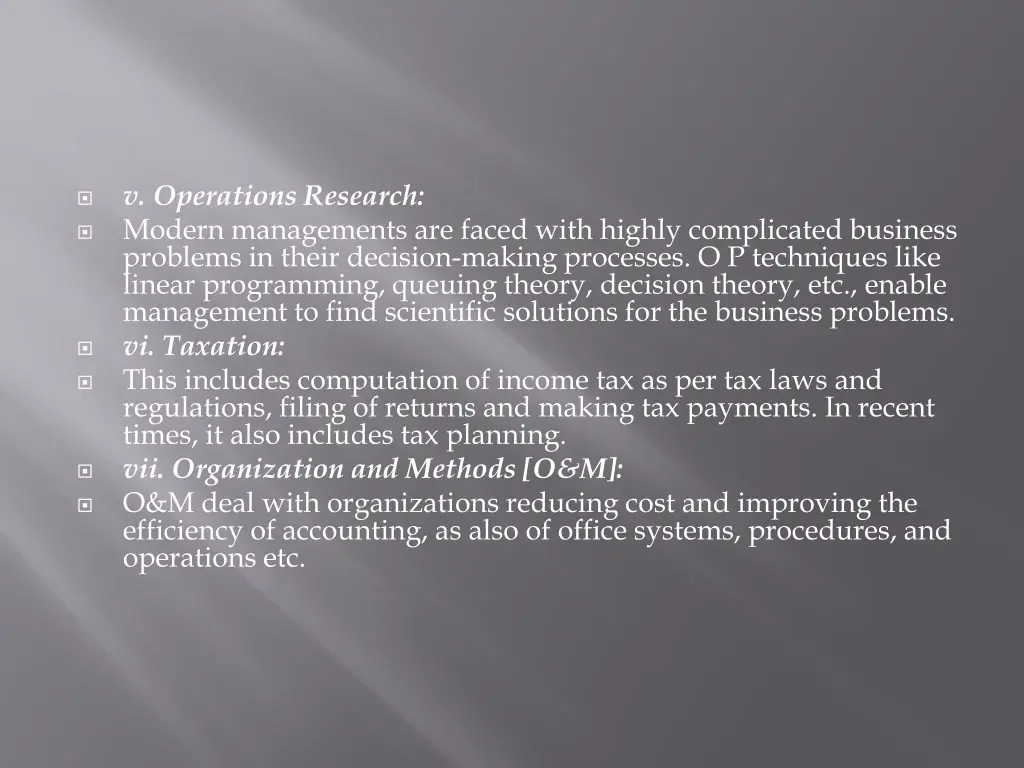 v operations research modern managements