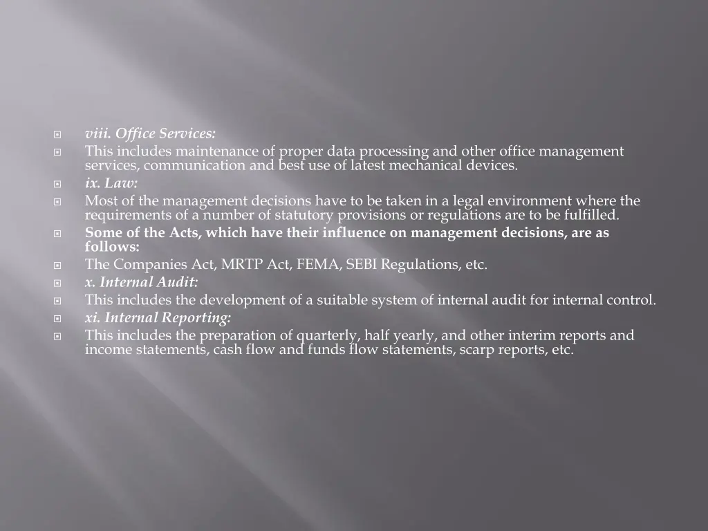 viii office services this includes maintenance