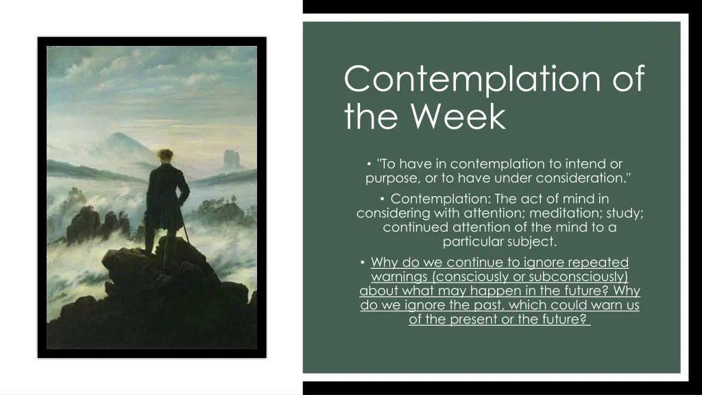 contemplation of the week 1