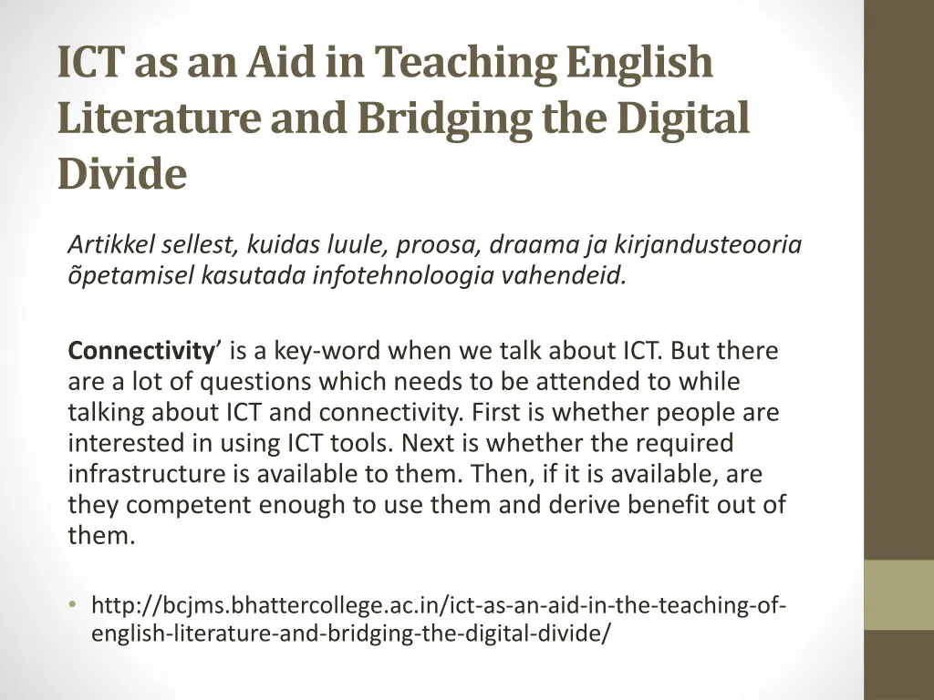 ict as an aid in teaching english literature