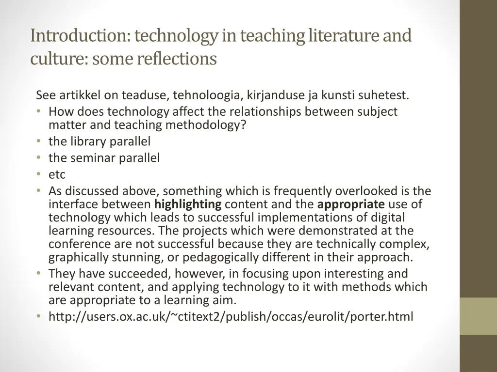 introduction technology in teaching literature