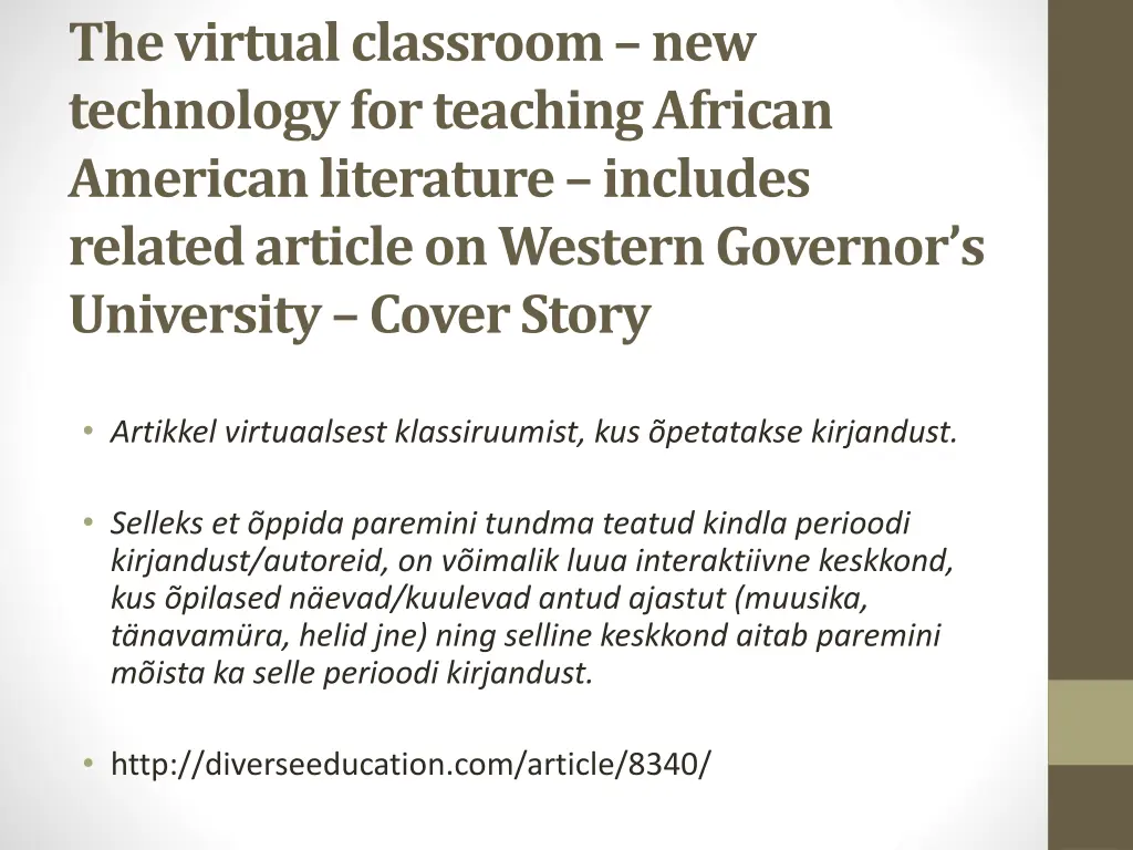 the virtual classroom new technology for teaching