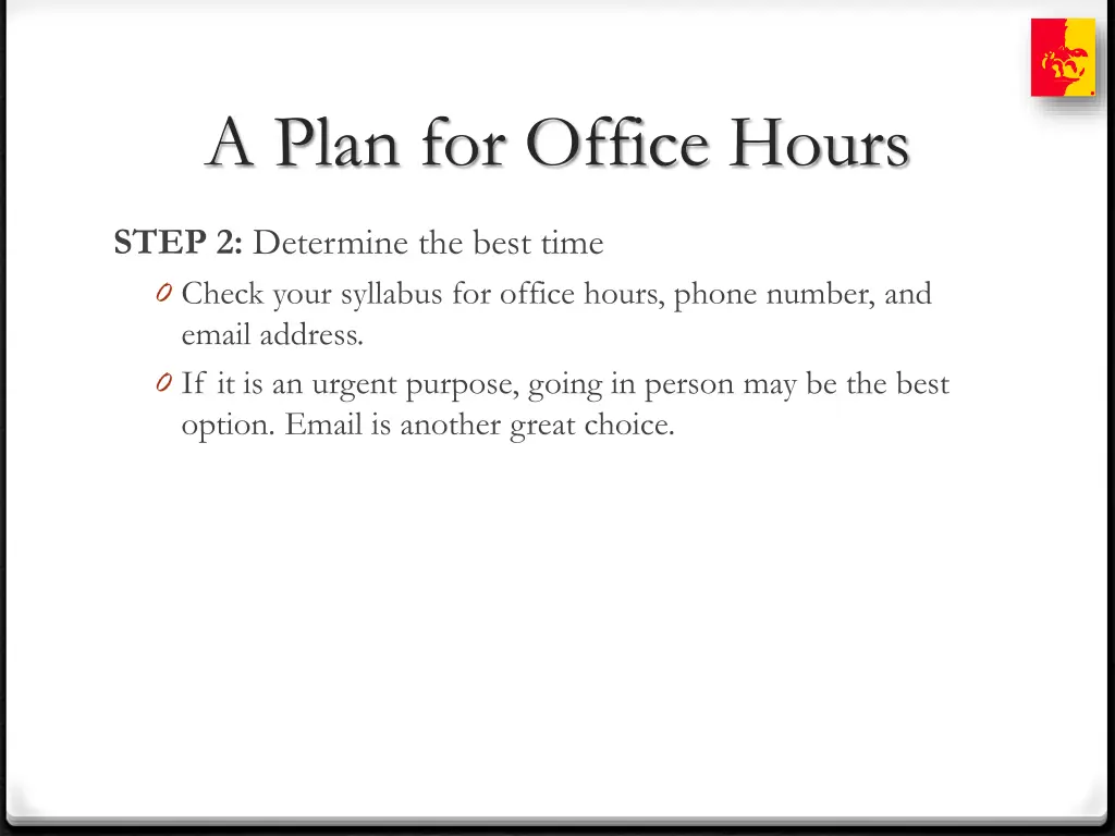 a plan for office hours 1