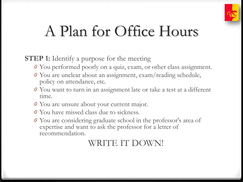 a plan for office hours