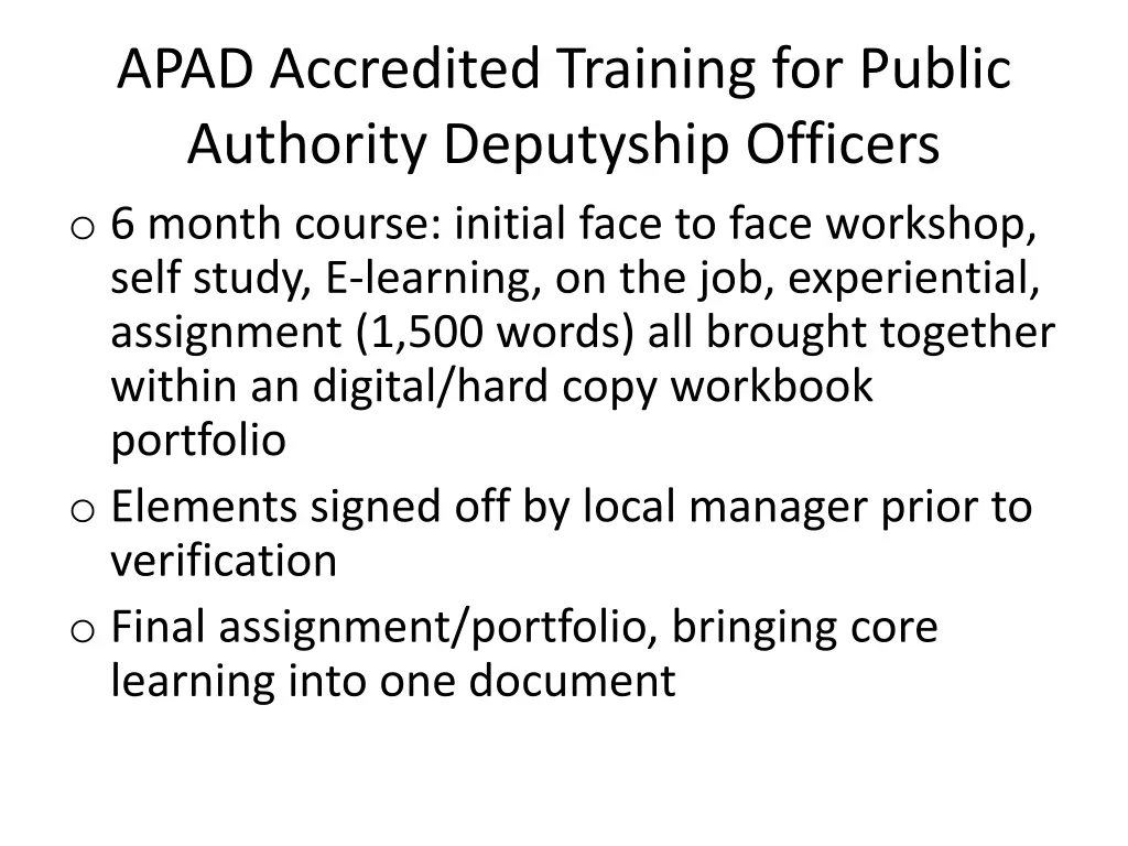 apad accredited training for public authority