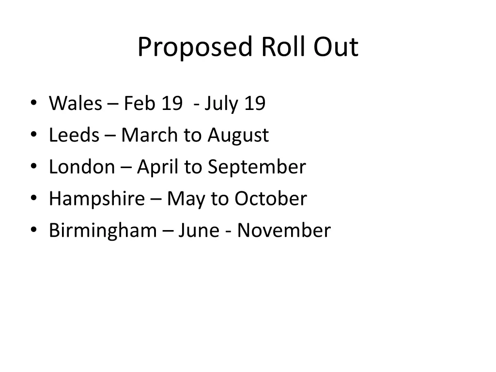 proposed roll out