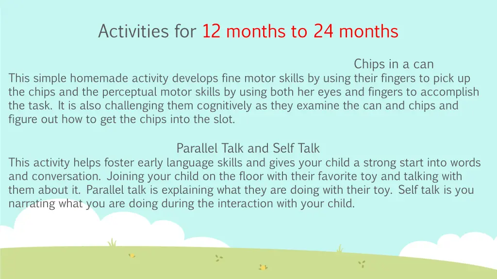 activities for 12 months to 24 months